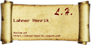 Lahner Henrik névjegykártya